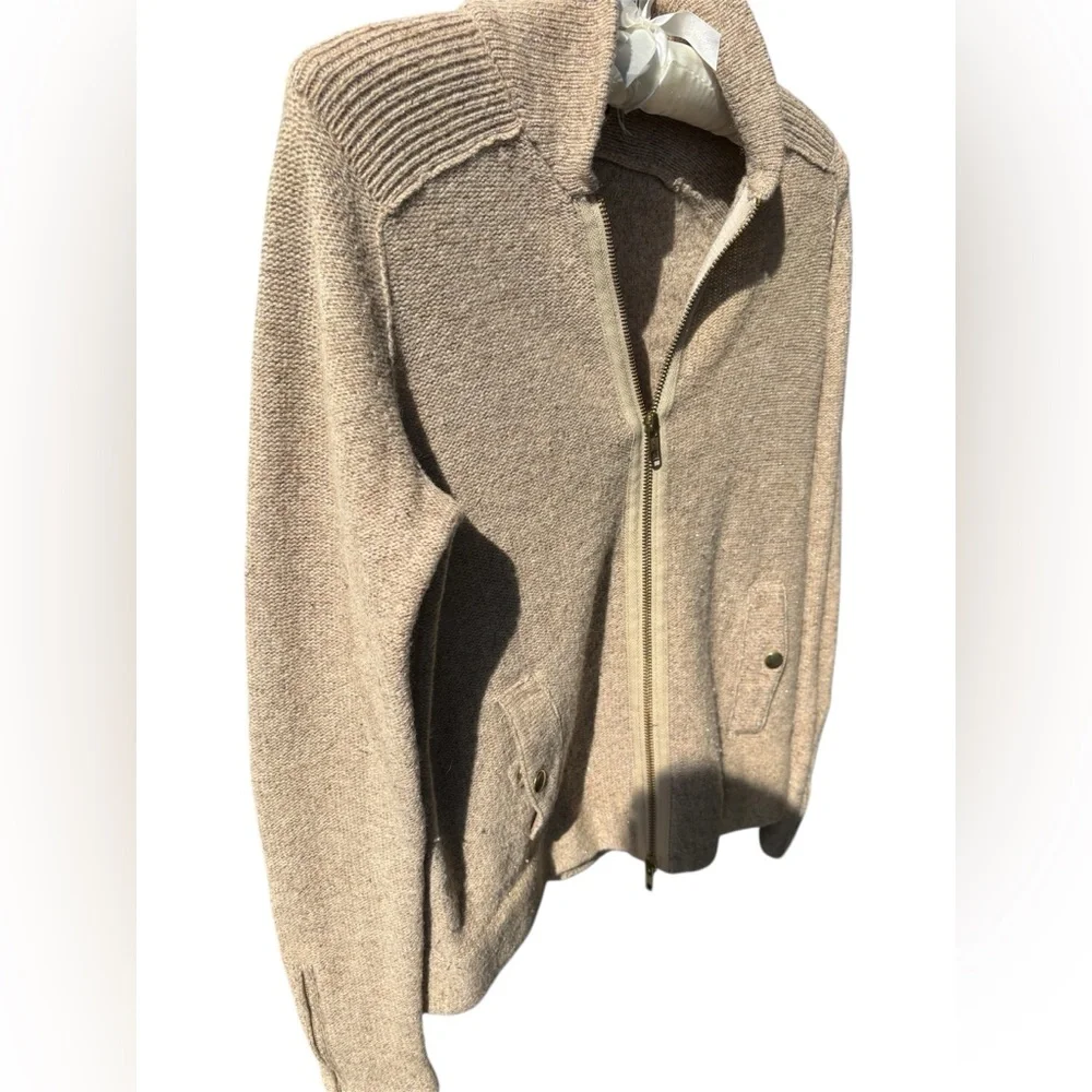 J. Crew Merino Wool Brown Metallic Zip Front Cardigan‎ Sweater Small Women’s